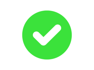 Símbolo de verificación en verde sobre blanco
