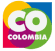 Insignia de Colombia rodeada de círculos vibrantes.