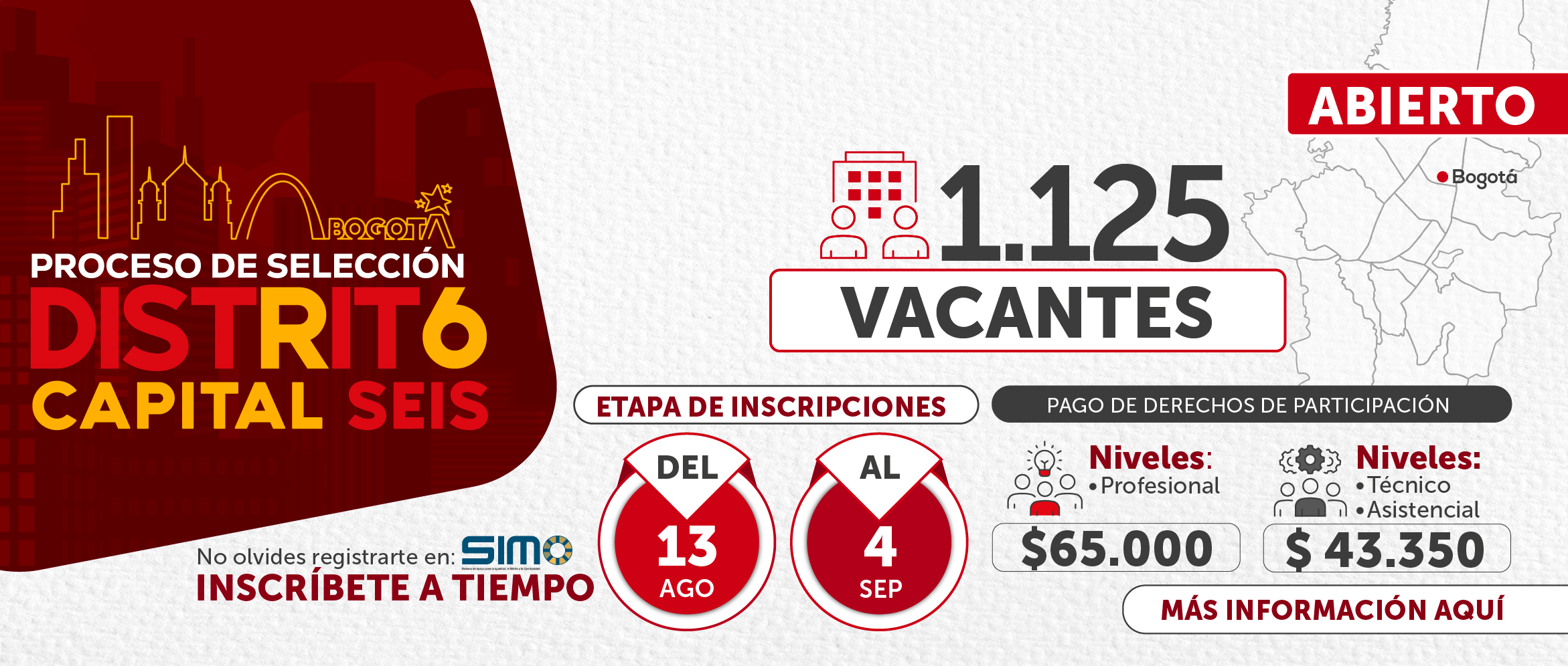 Banner proceso de seleccion distrito capital seis - 1.125 vacantes

Inscripciones dele 13 de agosto al 4 de septiembre