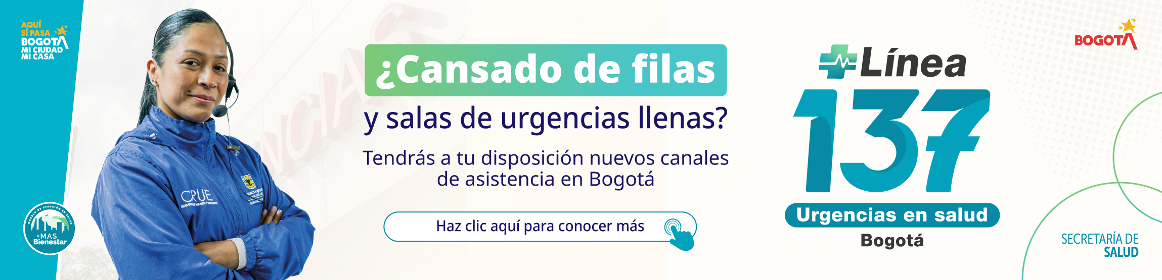 Persona informando que la secretaria de salud cuenta con las línea 137 para urgencias en salud.